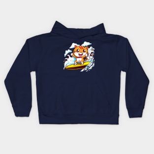 surfing cat Kids Hoodie